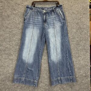 Maurices M Jeans Wide Leg Jeans Womens 16W Blue High Rise Crop Denim Pants